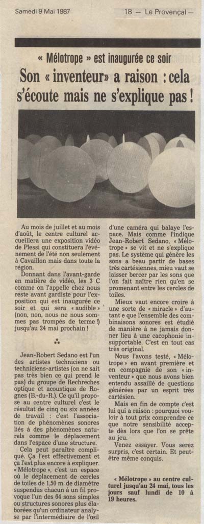 Le Proven&ccedil;al - 9 mai 1987