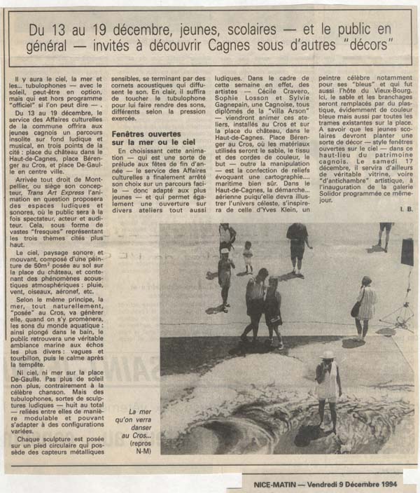 Tubulophone - Nice Matin - 9 d&eacute;cembre 1994