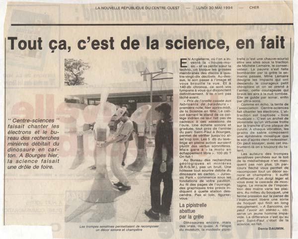 Tubulophone - Nouvelle R&eacute;publique -30 mai 1994