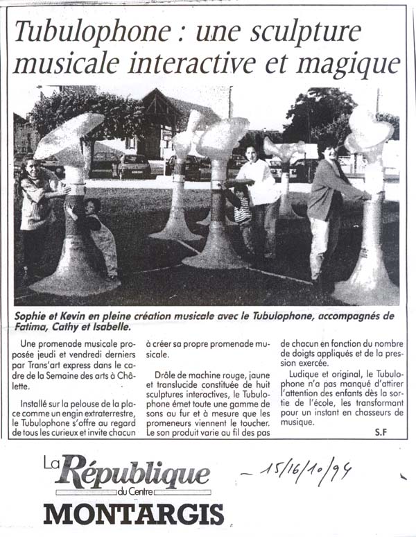 Tubulophone - R&eacute;publique du Centre -15 octobre 1994