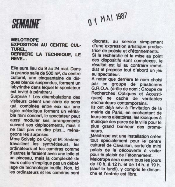 Semaine - 1 mai 1987