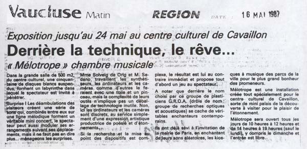 Vaucluse Matin - 16 mai 1987