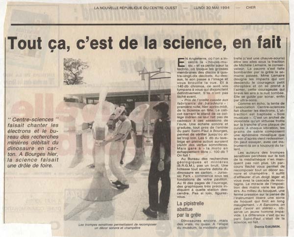 Tubulophone - Nouvelle Rpublique -30 mai 1994