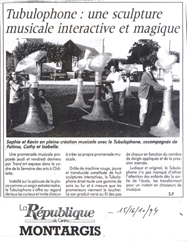 Tubulophone - Rpublique du Centre -15 octobre 1994